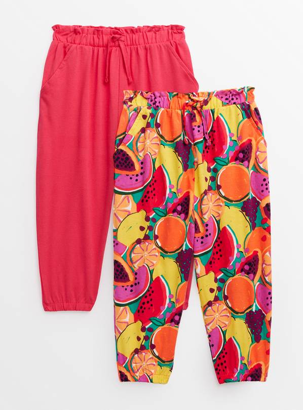 Fruit Print & Pink Hareem Trousers 2 Pack 1-2 years
